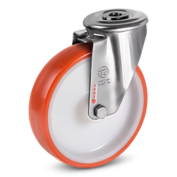Tellure Rota Ruota Serie 60 in Poliuretano Supporto Rotante con Foro Passante INOX - TELLURE ROTA